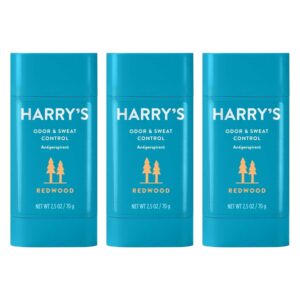 Harry's Antiperspirant Deodorant, Sweat & Odor Control Antiperspirant for Men, Redwood, 2.5 oz Pack of 3