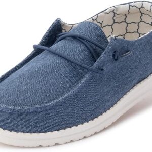 Hey Dude Girl's Wendy Youth Sparkling Denim Size 1 | Girl’s Shoes | Girl’s Lace Up Loafers | Comfortable & Light-Weight