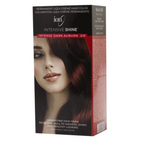 ION Intensive Shine Permanent LiquiCreme Hair Color Kit Fade Resistant Gray Coverage 2.5 Times More Shine Brilliant Long Lasting Color Intense Dark Auburn 3IR
