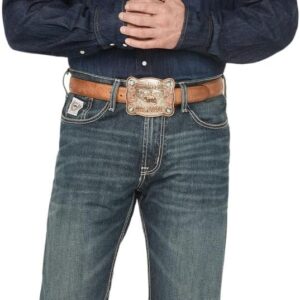 Cinch Men's White Label Relaxed Fit Jean, Hi Contrast Dark Rinse, 30W x 40L