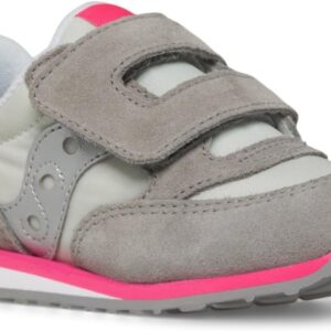 Saucony Baby Jazz Hook & Loop Sneaker, Grey/Silver/Pink, 11 US Unisex Little Kid