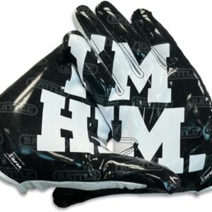 Battle Sports I'm Him White/Black Doom Speed Football Gloves, Ultra Stick Grip, Precision Fit, Wide Receiver - Adult Medium