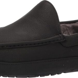 UGG Men's Ascot Slipper, Black Matte Leather, 07