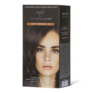 ION Intensive Shine Permanent LiquiCreme Hair Color Kit Fade Resistant Gray Coverage 2.5 Times More Shine Brilliant Long Lasting Color Light Brown 5N