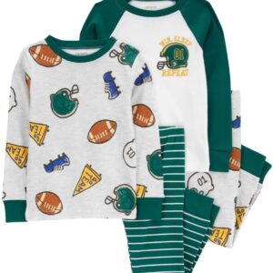 Carter's Baby and Toddler Boys' 4-Piece Snug-Fit Cotton Pajamas (Green/Sport, 3T)