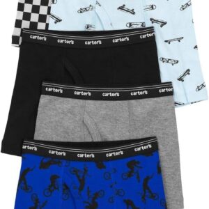 Carter's Boy's 5-Pack Cotton Boxer Briefs (Checkers/Black/Grey/Blue Bike, 2-3T)
