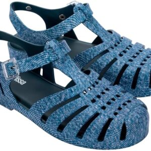 Melissa Possession Jelly Sandal for Women - The Original Jelly Shoe, Fisherman's Sandal with Adjustable Strap and Side Buckle, Jeans Blue, 5