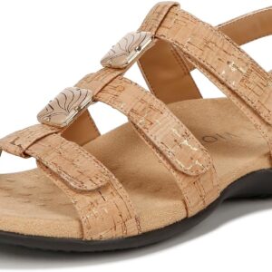 Vionic with Orthaheel Technology Women's Amber Gold Cork Sandal 7 W