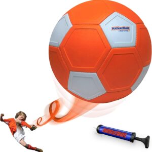 Kickerball - Curve and Swerve Soccer Ball/Football Toy - Kick Like The Pros, Great Gift for Boys and Girls - Perfect for Outdoor & Indoor Match or Game, Bring The World Cup to Your Backyard, Orange