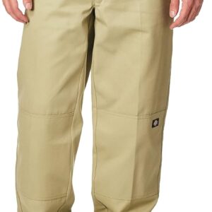 Dickies Men's Loose Fit Double Knee Work Pants – Durable Twill Utility Trousers for Construction & Warehouse, Khaki, 28W x 32L