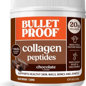 Bulletproof Chocolate Collagen Protein Powder with MCT Oil, 19g Protein, 17.6 Oz, Collagen Peptides and Amino Acids for Healthy Skin, Bones and Joints