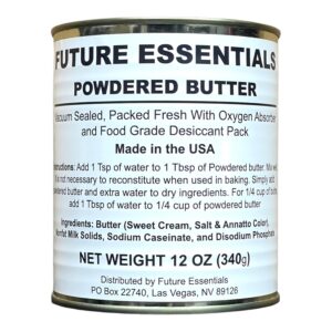 Future Essentials Powdered Butter | Emergency Survival Food | Long Shelf Life | Real Butter Taste | 12 oz Can | Just Add Water | Great for Preppers, Camping & Food Storage | Made in USA