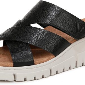 Vionic Women's Uptown Sunset Slide Sandal, Black Leather, 11