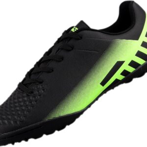 Vizari Santos Turf Soccer Shoes for Boys and Girls| Turf Shoes with Two Color Synthetic Upper | Youth Football Turf Shoes with Rubber Oursole | Superior Traction on Turf Ground, (Black/Green, 9.5)