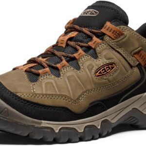 KEEN Men's Targhee 4 Low Height Durable Comfortable Waterproof Hiking Shoes, Sea Turtle/Roasted Pecan, 14