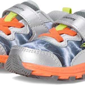 Saucony Flash Alternative Closure 3.0 Jr Sneaker, Grey/Orange, 8 Wide US Unisex Little_Kid