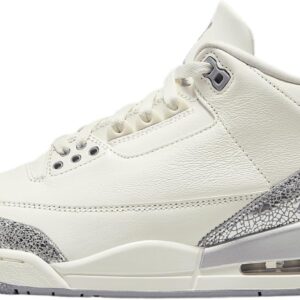 Air Jordan 3 Retro Women's Shoes (CK9246-100, Sail/Metallic Silver/Cement Grey) Size 6.5