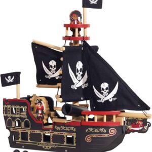 Le Toy Van Barbarossa Pirate Ship Set Premium Wooden Toys for Kids Ages 3 years & Up