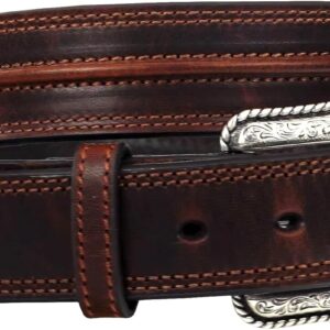 ARIAT Men's Distressed Leather Raised Center Belt, Medium Brown, 32