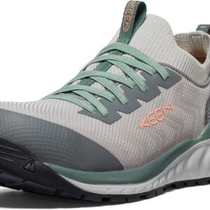 KEEN Utility Women's Arvada Shift Low Height Composite Toe Breathable Comfortable Slip On Work Sneakers, Steel Grey/Granite Green, 6.5