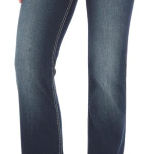 Wrangler Women's Q-Baby Mid Rise Boot Cut Ultimate Riding Jean, Dark Wash, 13-36