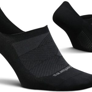 Feetures Elite Ultra Light Invisible Socks - Anti-Slip Sport Sock Liner with Targeted Compression - Black, L (1 Pair)