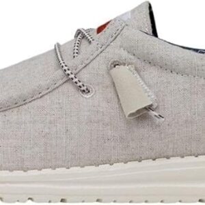 HEYDUDE Men's Wally-Texas Canvas Off White Size 9 | Men's Shoes | Men Slip-on Loafers | Comfortable & Light-Weight