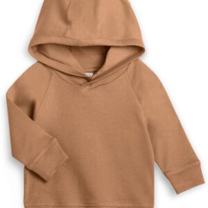 Colored Organics - Organic Cotton Long Sleeve Baby & Toddler Hoodie Pullover Shirt - Madison Hooded Top - Ginger 12-18M