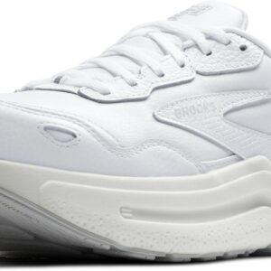 Brooks Men's Ghost Max Suede/Leather Neutral Running & Walking Shoe, Leather, White/White, 10