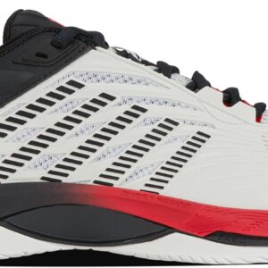 K-Swiss Men's Hypercourt Supreme 2 Tennis Shoe, Bright White/Stretch Limo/High Risk Red, 8.5 M