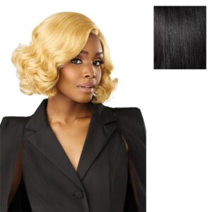 Sensationnel Chicbob Lace Frontwig - Bob Unit 5 Face Framing Glueless Wig Wide 5 Inch Deep Part Synthetic Preplucked Hairline (1 JETBLACK)