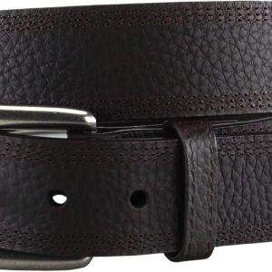 ARIAT Men's Rollershirt Triple Stitch Leather Belt, Dark Brown, 48