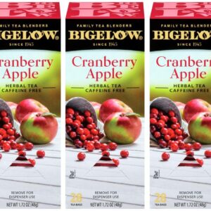 Bigelow Cranberry Apple Herbal Tea Bags 28-Count Box (Pack of 3) Cranberry Apple Hibiscus Flavored Herbal Tea Bags All Natural Non-GMO