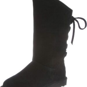 BEARPAW Phylly Youth's Boot Black Size 1 | Comfortable Suede Winter Boot | Youth's Classic Slip On Boot