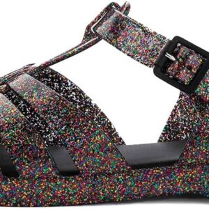Melissa Possession Jelly Sandal for Women - The Iconic 90s Original Jelly Shoe, Fisherman’s Sandal with Adjustable Strap and Side Buckle, Mixed Glitter Glass, 5