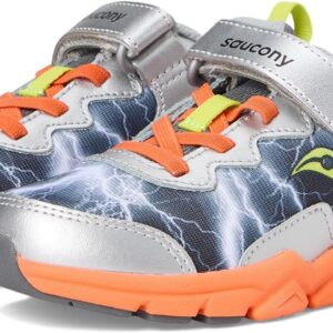 Saucony Flash Alternative Closure 3.0 Sneaker, Grey/Orange, 5 US Unisex Big Kid