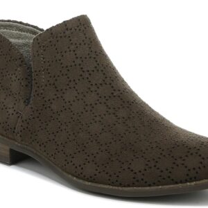 Dr. Scholl's Shoes Women's Rate Ankle Boot, Olive Perforated Microfiber Suede, 8.5 M US