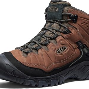 KEEN Men's Targhee 4 Mid Height Durable Comfortable Waterproof Hiking Boots, Bison/Black, 10