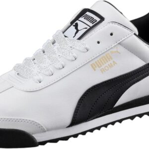 PUMA Mens Roma Sneaker, Basic white-black, 11