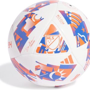 adidas MLS Club Soccer Ball, White/Solar Red/Glory Blue, 3
