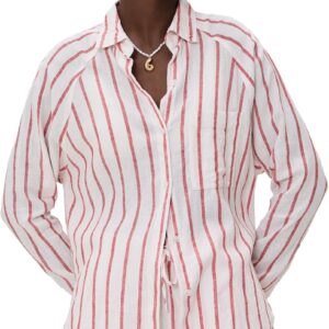 Z SUPPLY Women's Perfect Linen Top, Cabana Red, XL