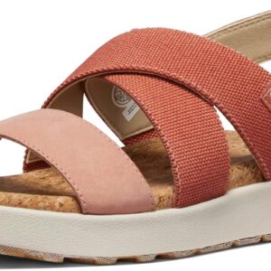 KEEN Women's Elle Criss Cross Premium Comfortable Fashion Casual Wedge Sandals, Baked Clay/Cork, 7.5