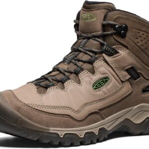 KEEN Men's Targhee 4 Mid Height Durable Comfortable Waterproof Hiking Boots, Brindle/Canteen, 10