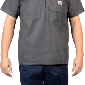 Ben Davis Men's Short Sleeved Half Zipper Work Shirt (4X-Large, Charcoal)