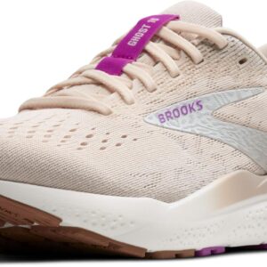 Brooks Women’s Ghost 16 Neutral Running Shoe - Almond Peach/Coconut/Purple - 12 Medium