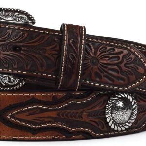 ARIAT Men's Ostrich Print Circle Concho Belt, Brown, 32