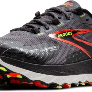 Brooks Men’s Cascadia 18 GTX Waterproof Mountain Trail Running Shoe - Blackened Pearl/Black/Tomato - 10.5 Medium