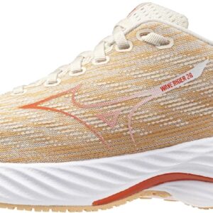 Mizuno Womens Wave Rider 28 Running Shoe, Pristine-Spicy Orang, 7