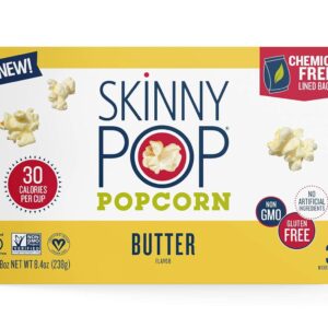 SkinnyPop Butter Microwave Popcorn Bags, 2.8 oz (Pack of 3)