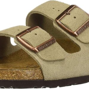 Birkenstock Arizona Soft Footbed Unisex Suede Sandal, Taupe Suede, 5-5.5 Women/3-3.5 Men